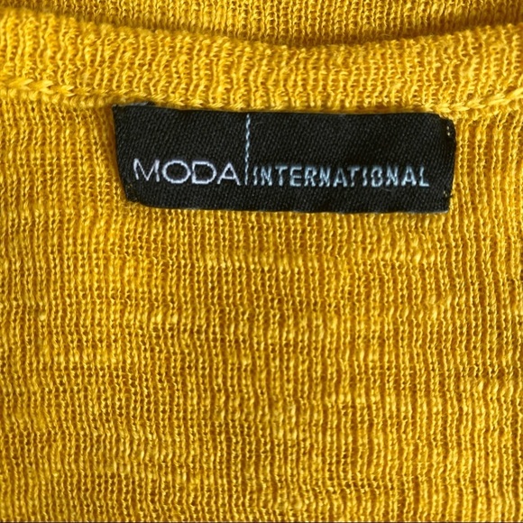 Moda Linen Peplum Tank Size Medium Mustard Yellow Ruffle Shirt Lagenlook - Picture 6 of 7